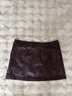 a new day Dark Brown Faux Leather Mini Skirt